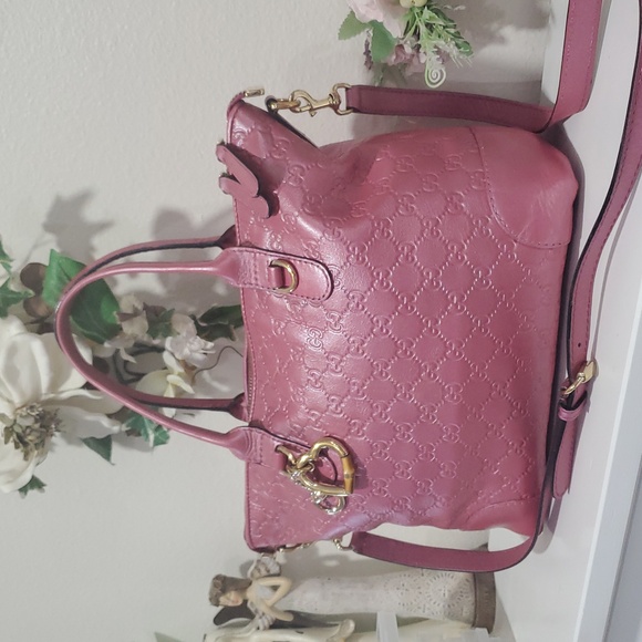 🇮🇹Gucci Guccissima Metallic Soft Heart Bit Leather Tote Bag In"Fresia Rose"💓 - Picture 5 of 17